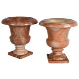 Pink Rose Classical Marble Urn Vases 2