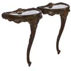 Pair of Louis XV Style Console Tables with Mirror Top 11