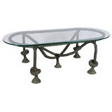 French 1940
s Cast Bronze Rope Cocktail Table