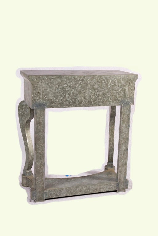 American Galvanized Console Table and Mirror For Sale