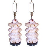 Pair of Pagoda Style Murano Glass Lamps