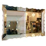 Large Venetian Style Etched and Scalloped Mirror