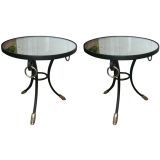 A Pair of Painted Iron and Mirror Gueridon Tables