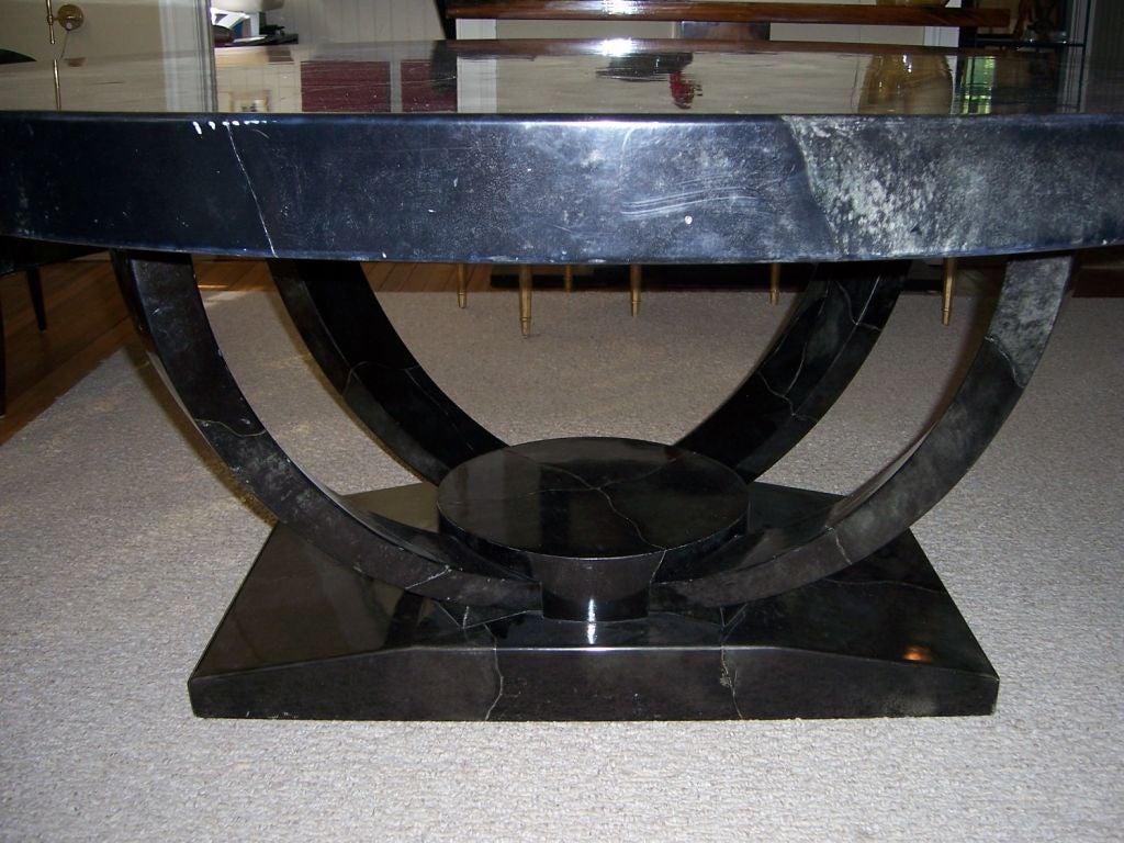 A Karl Springer Black Lacquered Goatskin Round Table