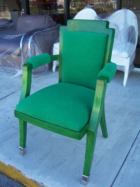 Art Deco Jade Green Deco Chairs by G. Darbois-Gaudin - Set of 4 For Sale