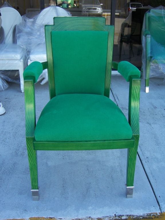 Art déco Chaises Déco en Jade Vert de G. Darbois-Gaudin - Lot de 4 en vente