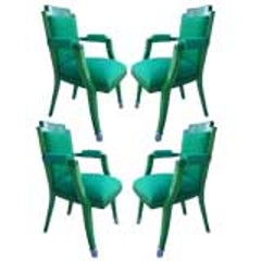 Set of Four Jade Green Deco Chairs by G. Darbois-Gaudin 10