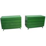 A Pair of Emerald Green High Lacquer Chest of drawers