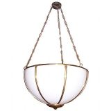 A Signed Crespi Half Dome Chandelier in Lucite and Brass