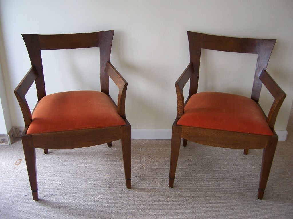 Velvet Pair of Vintage Italian Wood Armchairs '2 Pair Available' For Sale