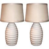 Retro Beehive Ceramic Pair of Lamps