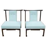 Vintage Pair of Ebonized Wood  Asian Chairs
