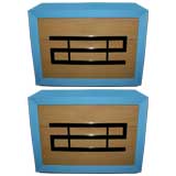 Retro A Pair Robin's Egg Blue Chest of Drawers by Karpen of California