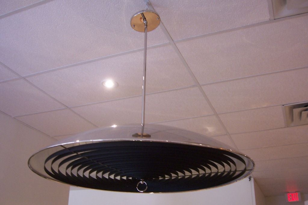 An Oversized Nickel Dome Light Fixture by Lightolier