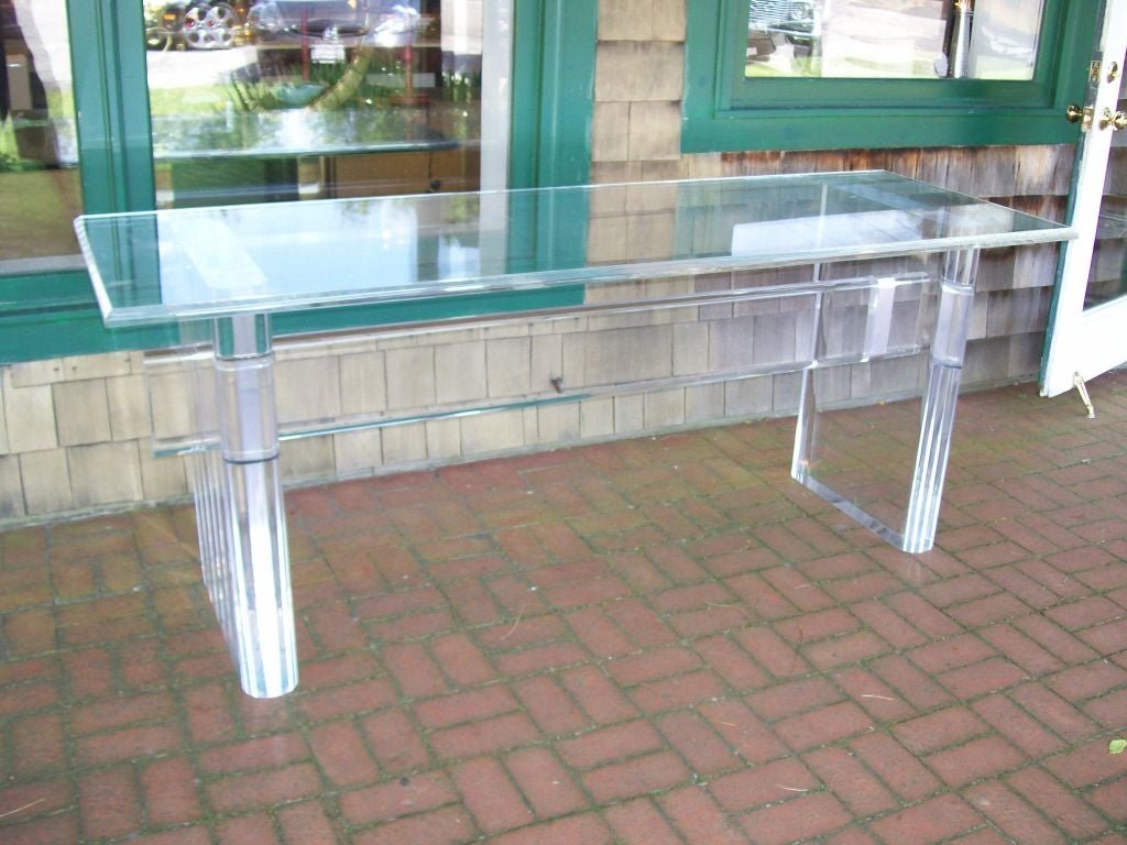Karl Springer Lucite Trestle Style Console (Documented)