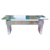 Karl Springer Lucite Trestle Style Console (Documented)
