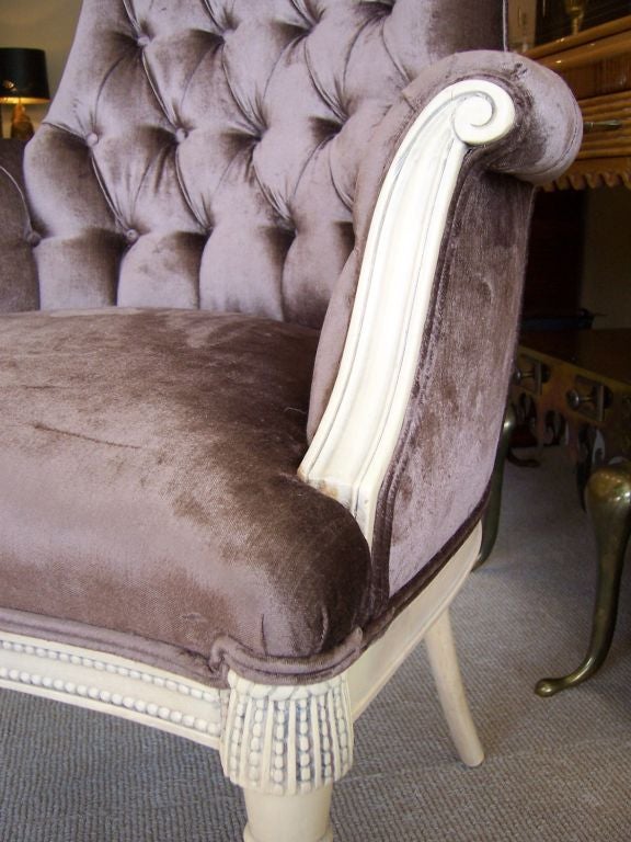 A Pair of Hollywood Regency Tufted Velvet Armchairs