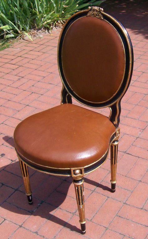 Ebonized Louis XVI Style Fauteuil Chair