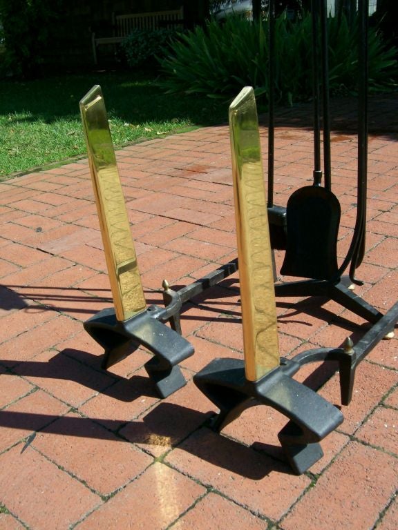 Donald Deskey Andirons and Fireplace Tools