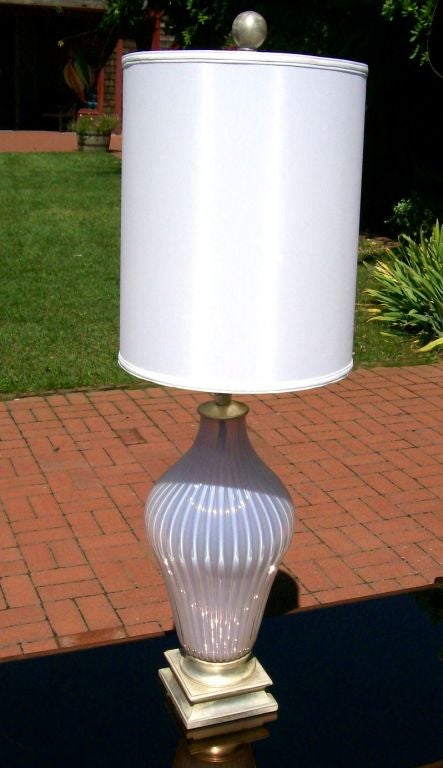 Italian Exceptional Overscaled Marbro Soft Lilac-Tone Murano Glass Lamp For Sale