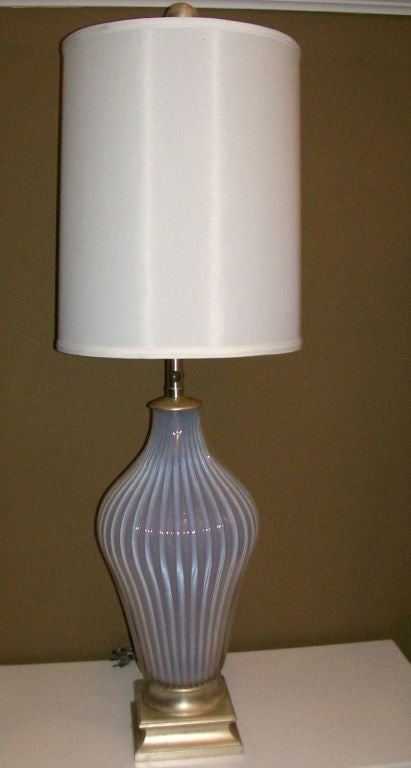 Mid-20th Century Exceptional Overscaled Marbro Soft Lilac-Tone Murano Glass Lamp For Sale