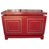 An Hermes Red Leather Wrapped Cabinet