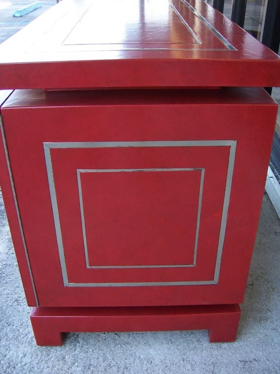 An Hermes Red Leather Wrapped Cabinet 2