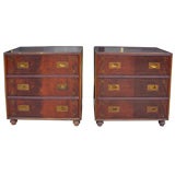 Pair of Campaign Style Side Cabinets