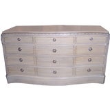 Exceptional Curved Front Bleached Dresser w/ Nickel Fixtures