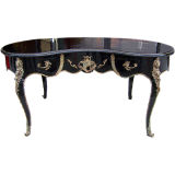 Vintage High Lacquered Kidney Shaped Louis Style Desk