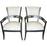 A Pair of Italian Art Deco Style Armchairs in Silverleaf