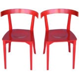 Set of Eight (8) Red Klismos Style Chairs