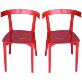 Set of Eight (8) Red Klismos Style Chairs