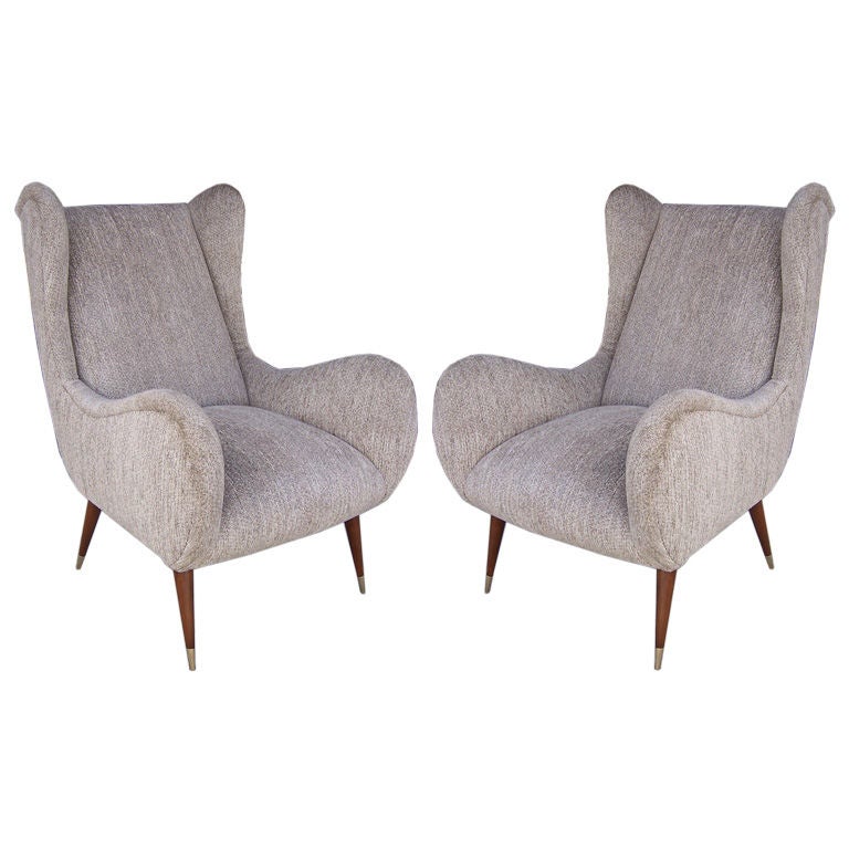 A Pair of  Italian Wingback Armchairs