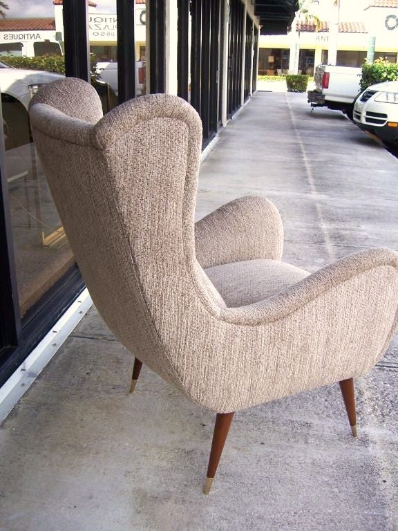 Mid-20th Century A Pair of  Italian Wingback Armchairs