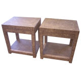 A Pair of Stucco Wrapped Sidetables in Faux Stone