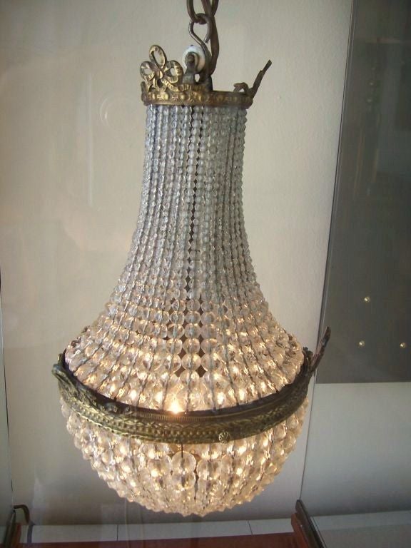 A Miniature French Beaded Chandelier in Glass Display Case 1