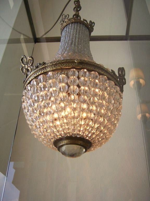 A Miniature French Beaded Chandelier in Glass Display Case 2