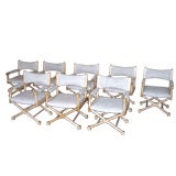 A Fantastic Set of Eight (8) Bleached Wood Director Style Chairs