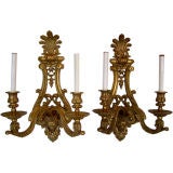 A Pair of Finely Cast Gilded Bronze Neoclassical Sconces