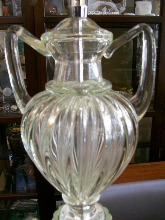 Classical Roman Vintage Clear Marbro Amphora Murano Table Lamp For Sale