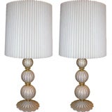 Pair of Gold Fleck Barovier Style Table Lamps