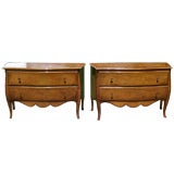 Vintage Pair Louis XV Style Rosewood & Elm Commodes