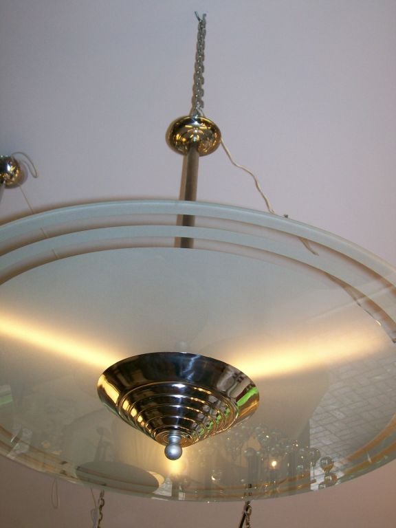 Art Deco Style Frosted Glass Disc Light Fixture at 1stDibs