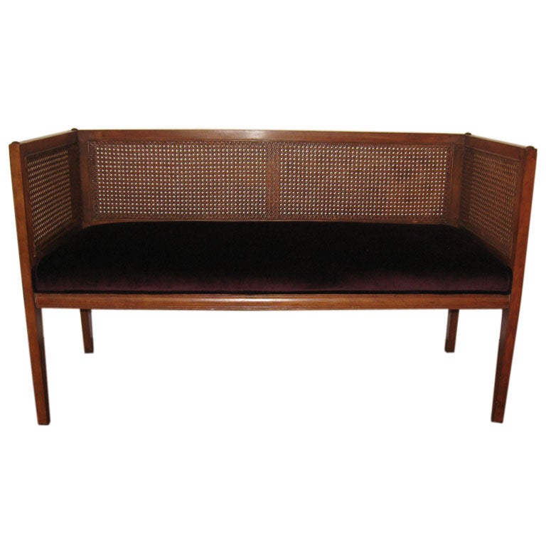 Bench With Caned Back and Sides