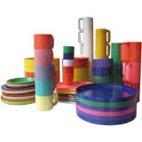 92 Assorted  Pieces of Stackable Plastic Dishware