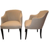 Pair of Club Chairs Upholstered in Cashmere