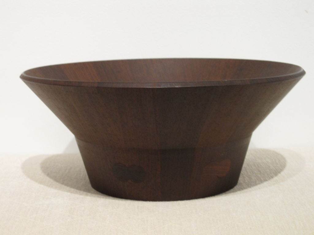 Danish Jens Quistgaard Rare Woods Salad Bowl With Servers for Dansk