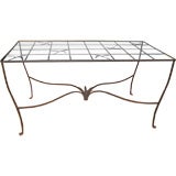 Metal and Glass Garden Dining Table Attributed to Salterini