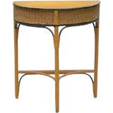 Antique ART DECO WICKER DEMI-LUNE TABLE